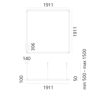 Artemide Lampada a Sospensione Alphabet of Light Square 180 Longho Design Palermo