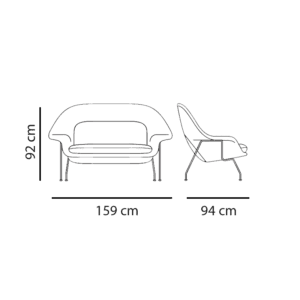 Knoll Divano Womb struttura cromo rivestimento in tessuto longho design palermo