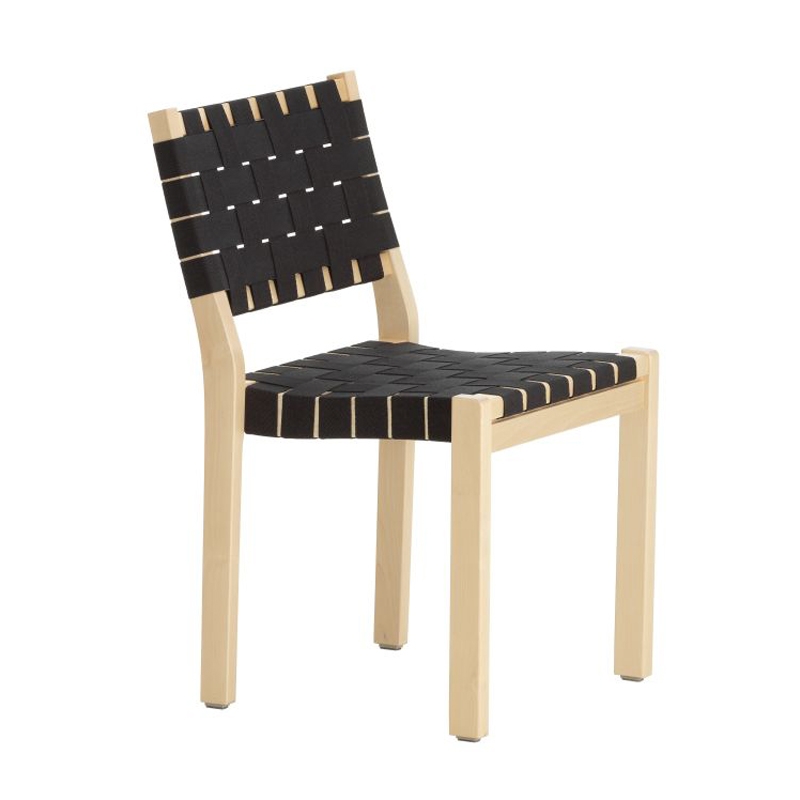 Artek Sedia 611 betulla tessuto intrecciato nero longho design palermo