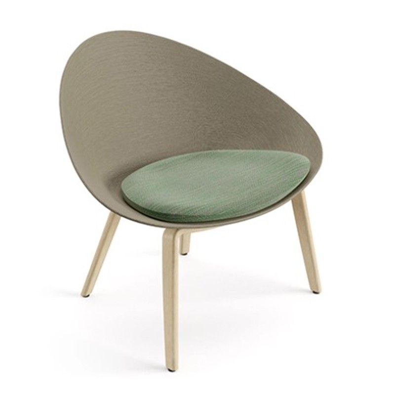 Arper - Adell polypropylene armchair and wooden legs with seat cushion