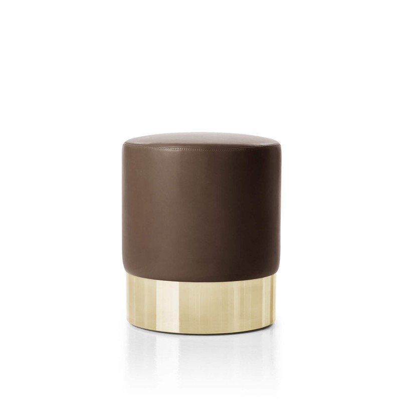 Azucena - Cilindro pouf leather lining and brass base