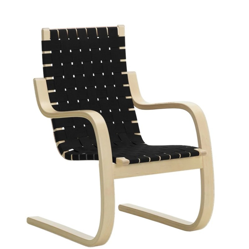 Artek - 406 armchair with linen black webbing