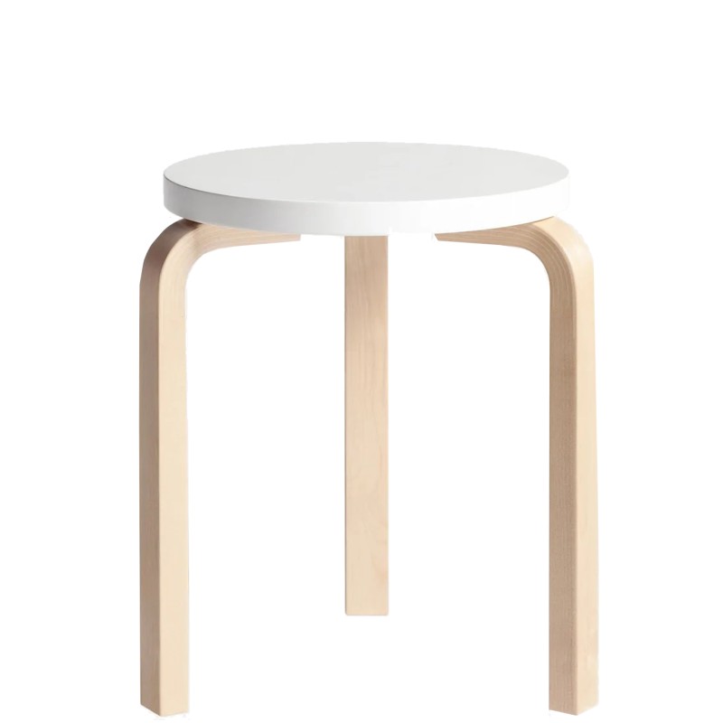 Artek - Stool 60 white lacquered birch