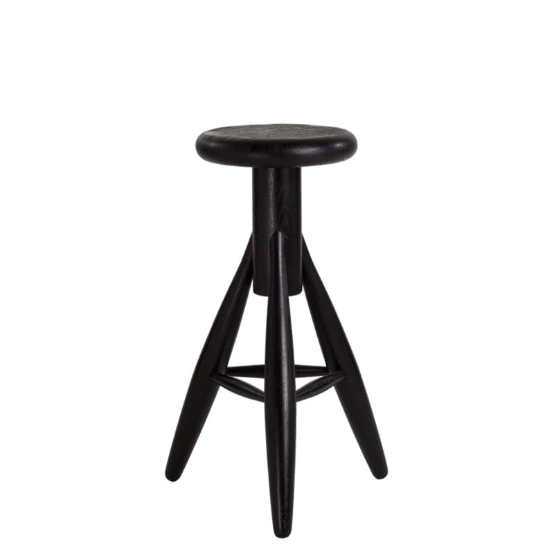 Artek - Rocket black lacquered oak bar stool