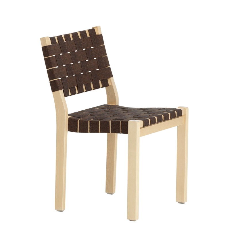 Artek - 611 chair birch black brown webbing fabric