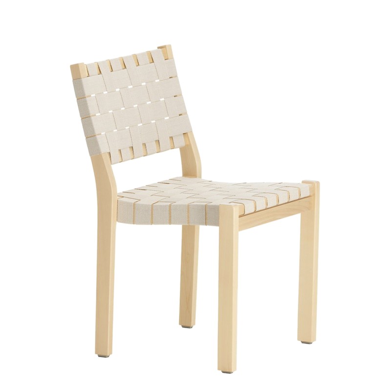 Artek - 611 chair birch natural white webbing fabric