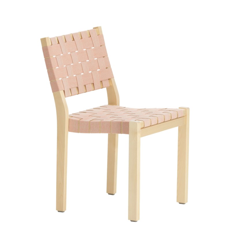 Artek - 611 chair birch natural red webbing fabric