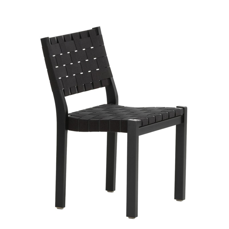 Artek - 611 chair lacquer black webbing fabric