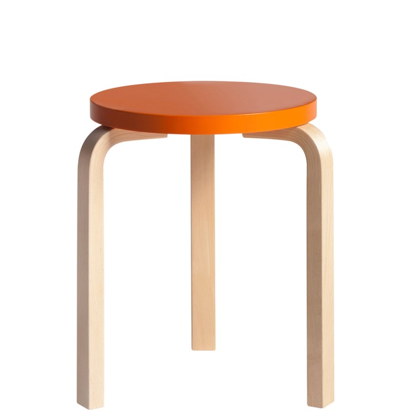 Artek - Stool 60 orange lacquered birch