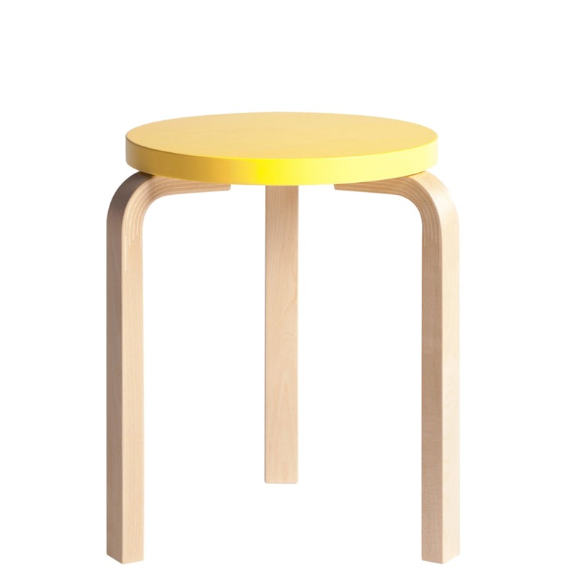 Artek - Stool 60 yellow lacquered birch