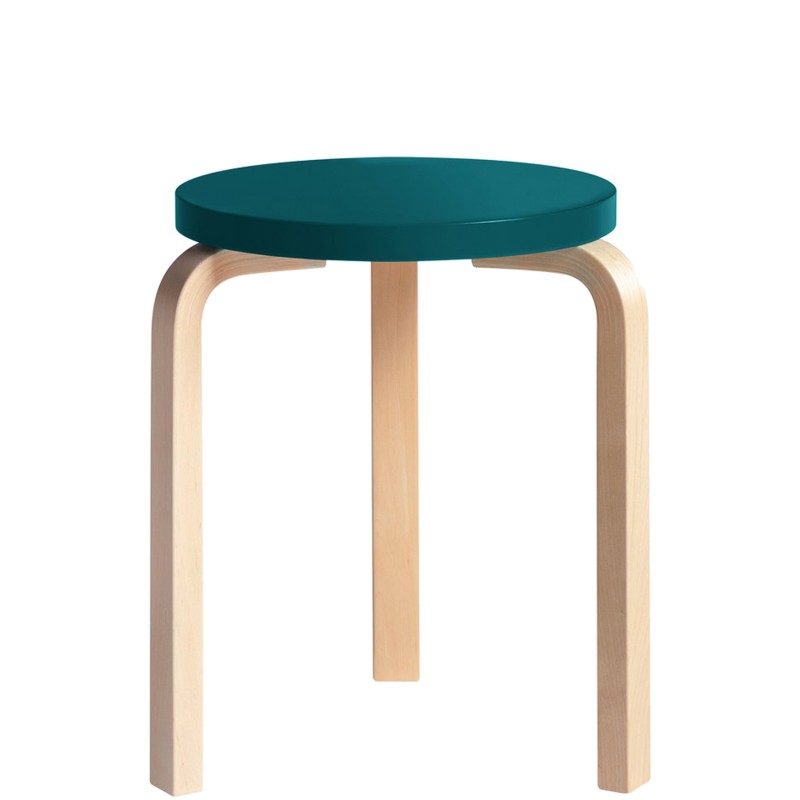 Artek - Stool 60 petrol lacquered birch