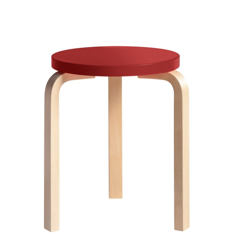 Artek - Stool 60 red lacquered birch