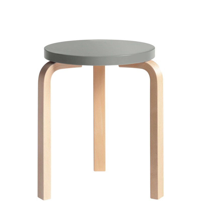 Artek - Stool 60 grey lacquered birch