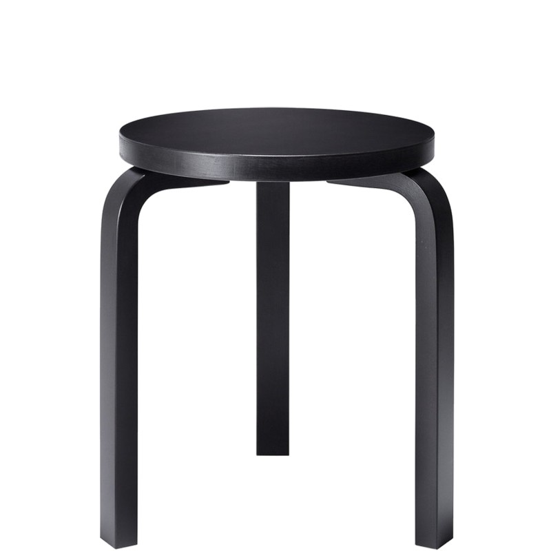 Artek - Stool 60 black lacquered birch