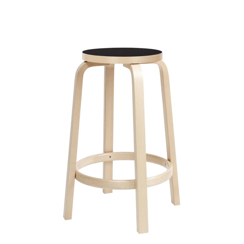 Artek - bar stool 64 h65 linoleum black