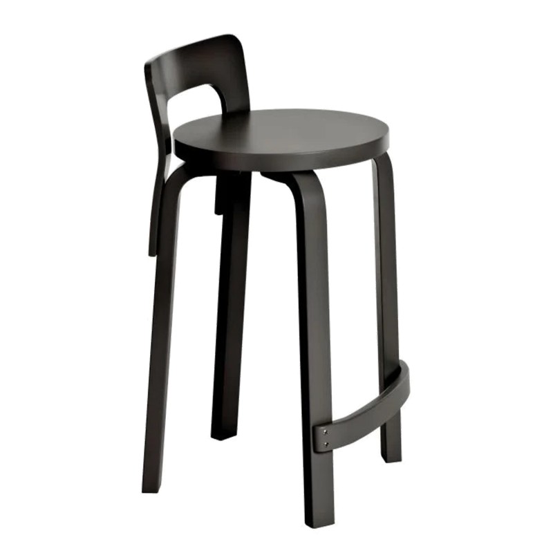 Artek - bar stool K65 black lacquered birch