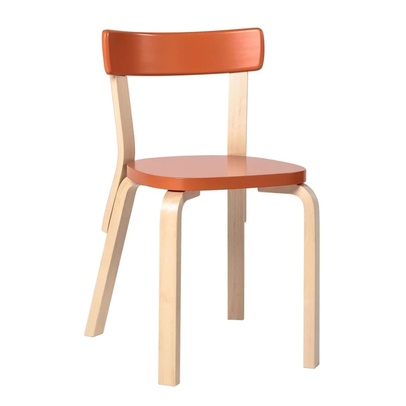 Artek - Chair 69 orange lacquered birch