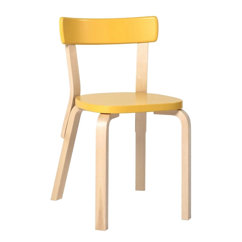 Artek - Chair 69 yellow lacquered birch