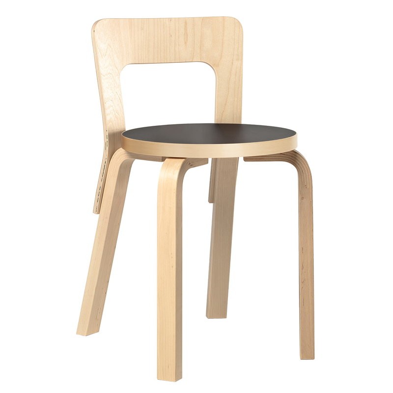 Artek - Chair 65 birch black linoleum