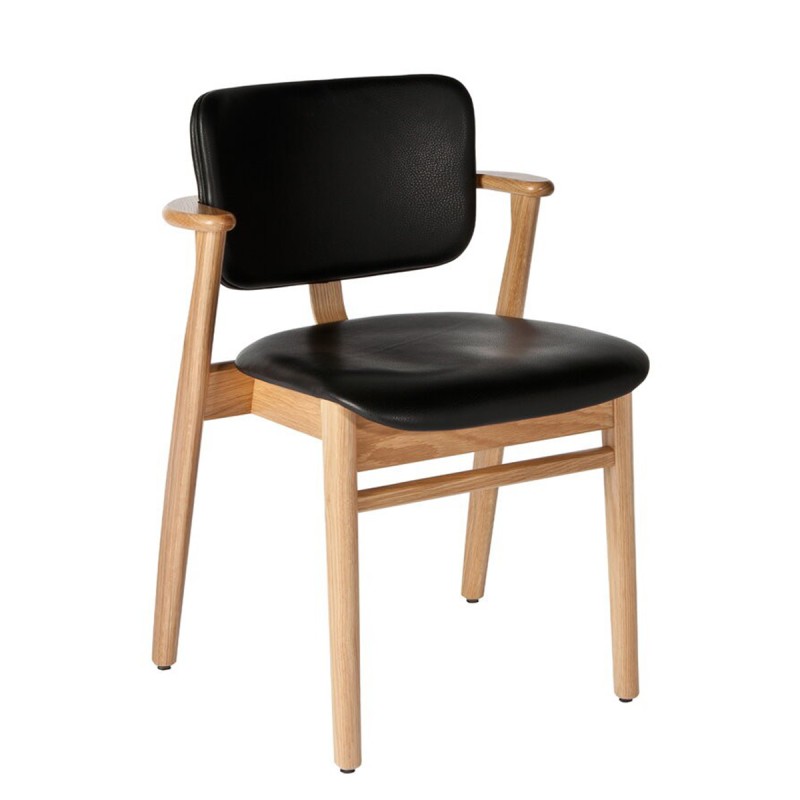 Artek - Domus Chair birch black leather seat and back