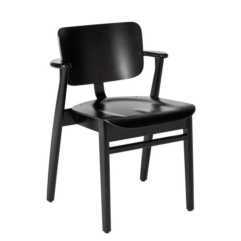 Artek - Domus Chair black birch black leather seat