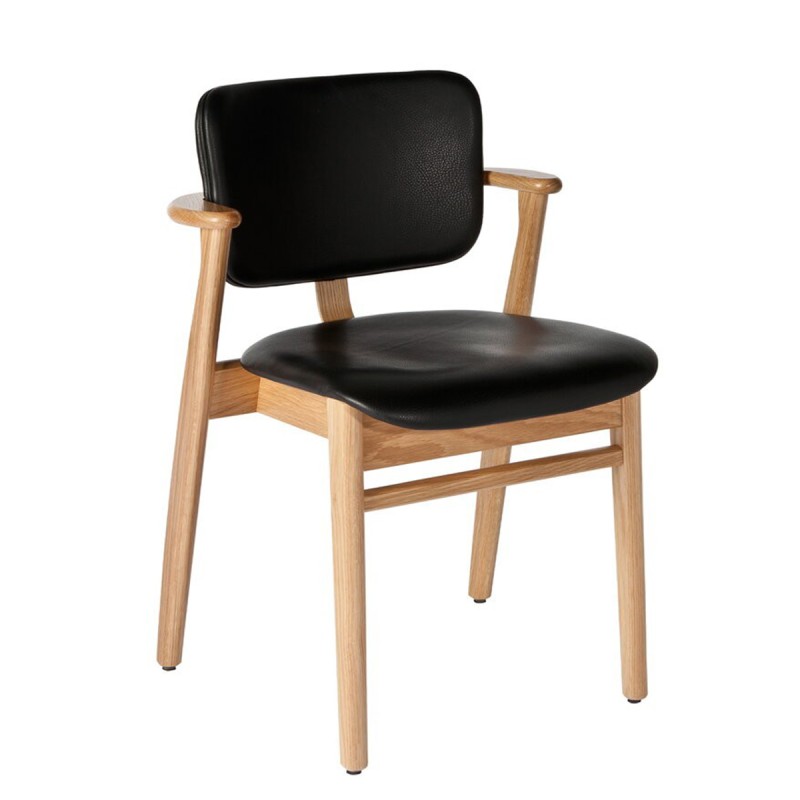 Artek - Domus Chair oak black leather seat and back