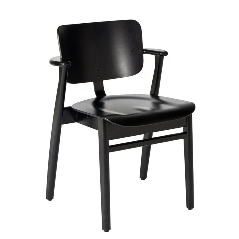 Artek - Domus Chair black birch black leather seat and back