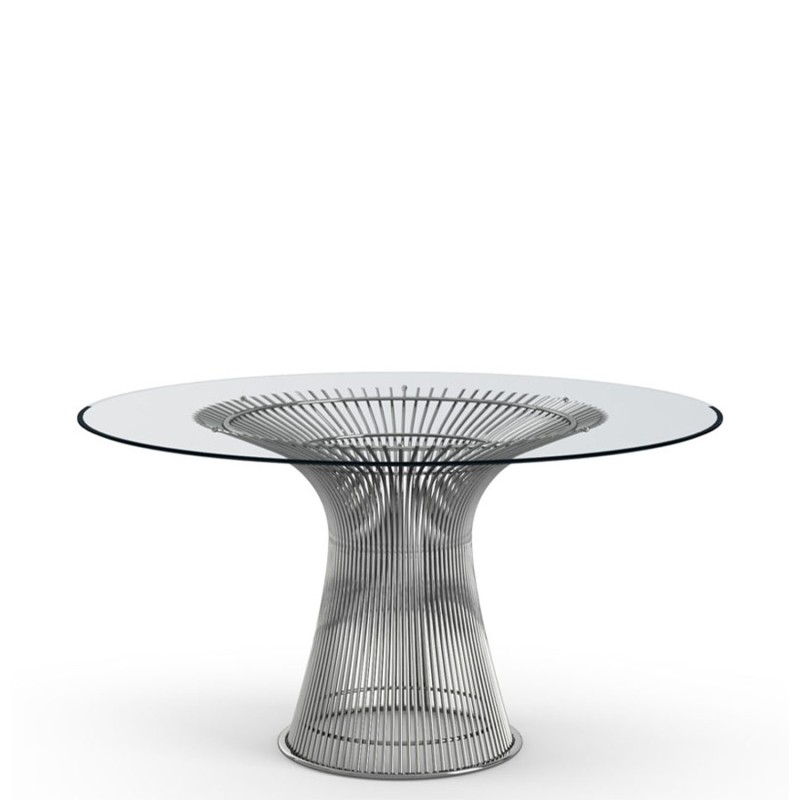 Knoll - Platner table d135 in clear glass top and nickel base