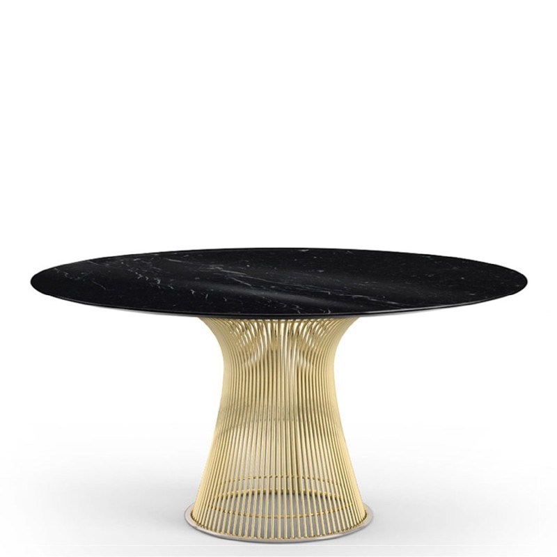 Knoll - Platner table d152 in Nero Marquinia marble top and 18K gold base