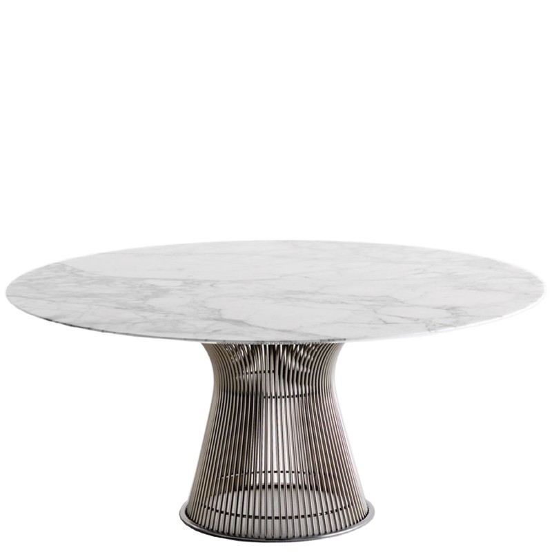 Knoll - Platner table d135 in Statuarietto marble top and bronze base