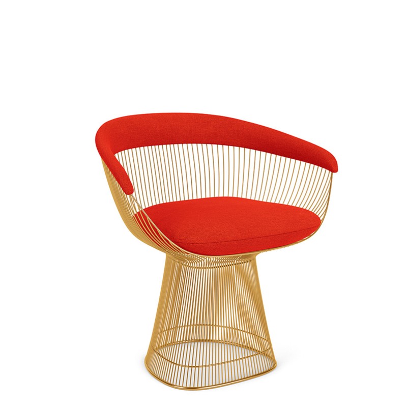 Knoll - Platner gold 18K chair with armrests and fabric cover