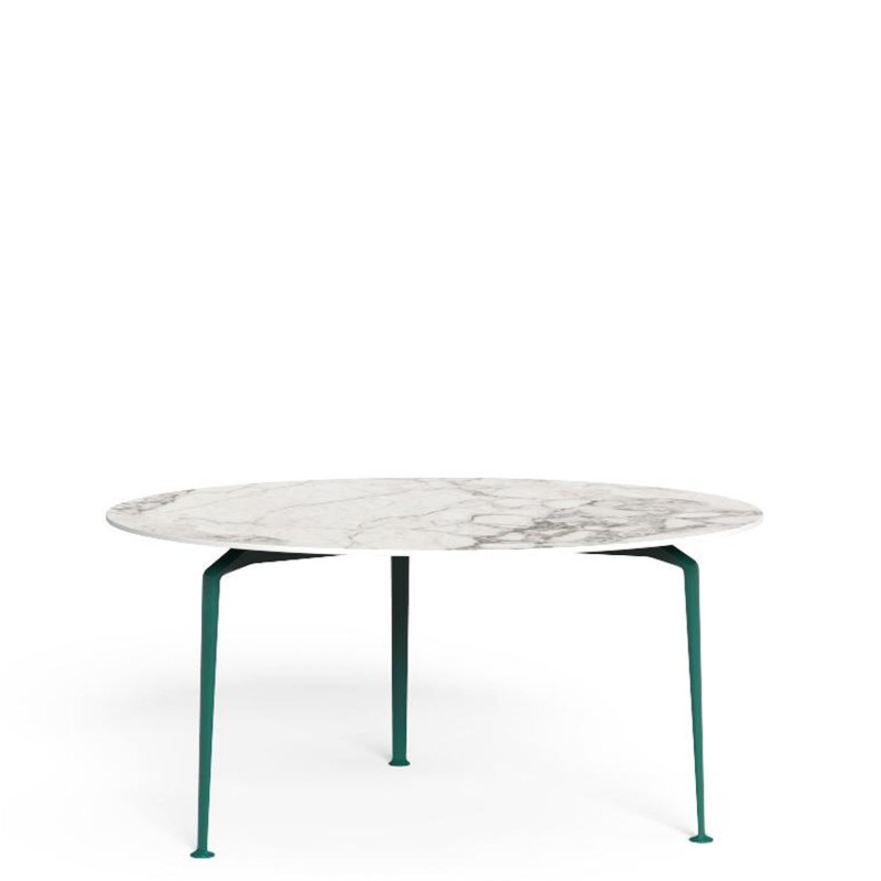 Talenti - Cruise Alu teal green calacatta round dining table d150