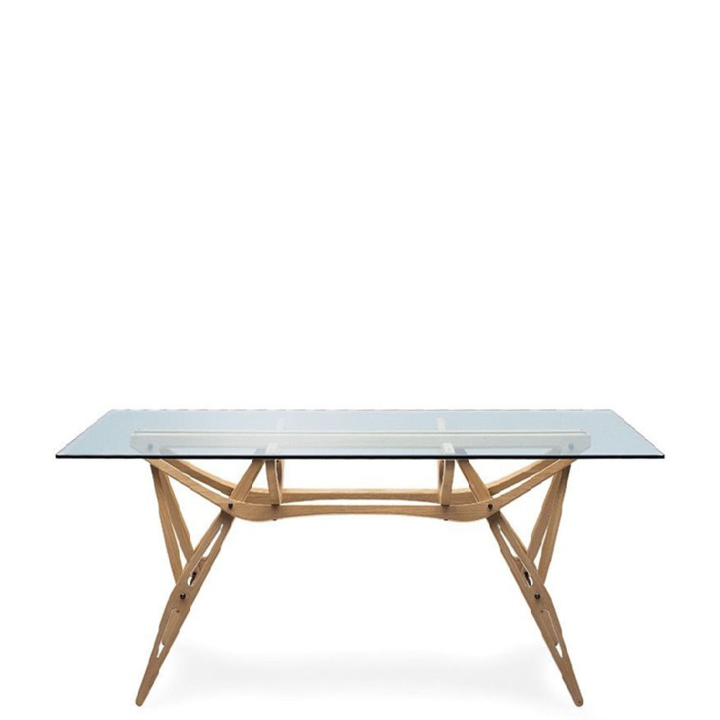 Zanotta - Reale natural oak table and glass top not bevelled edges 80x160