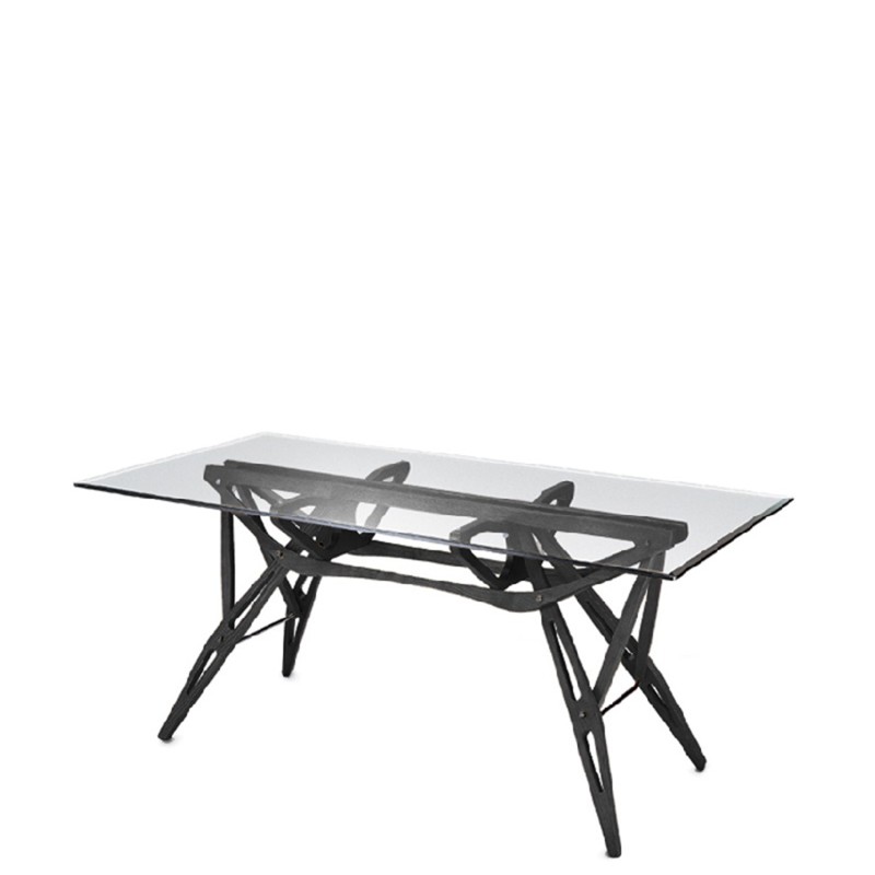 Zanotta – Tavolo Reale rovere nero piano cristallo non bisellato 80×160
