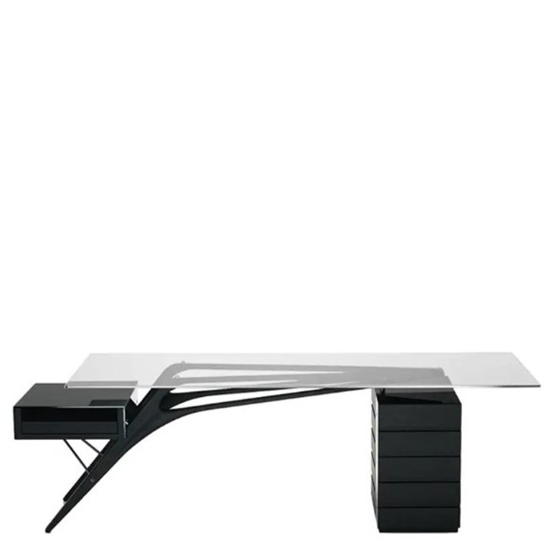 Zanotta - Cavour CM black oak desk with transparent glass top