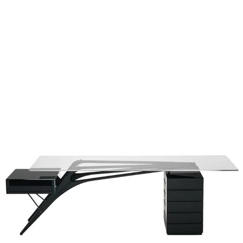 Zanotta - Cavour CM black oak desk with extra clear glass top
