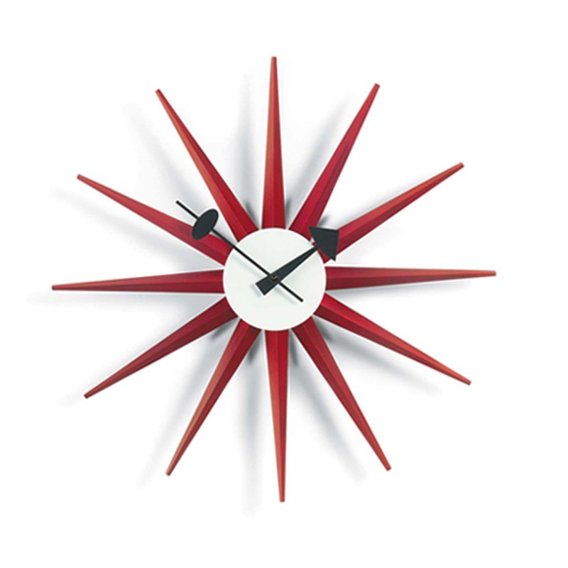 Vitra - Wall clock Sunburst red