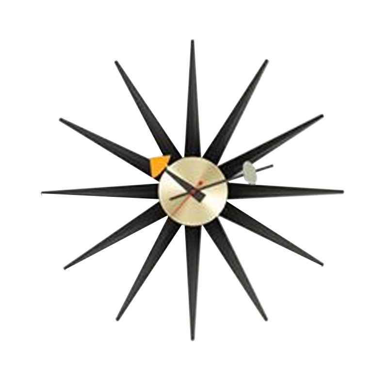 Vitra - Wall clock Sunburst black brass