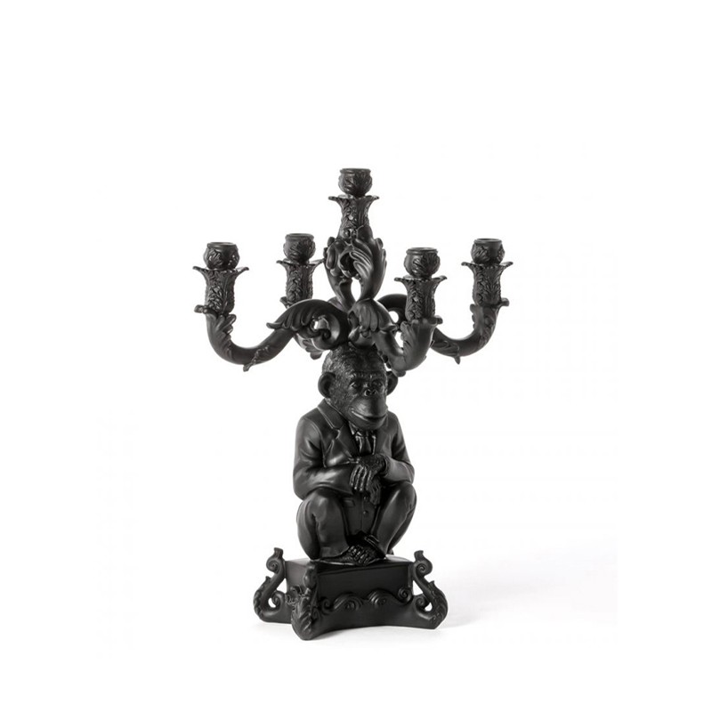 Seletti - Burlesque Chimp 5 arms candles holder black