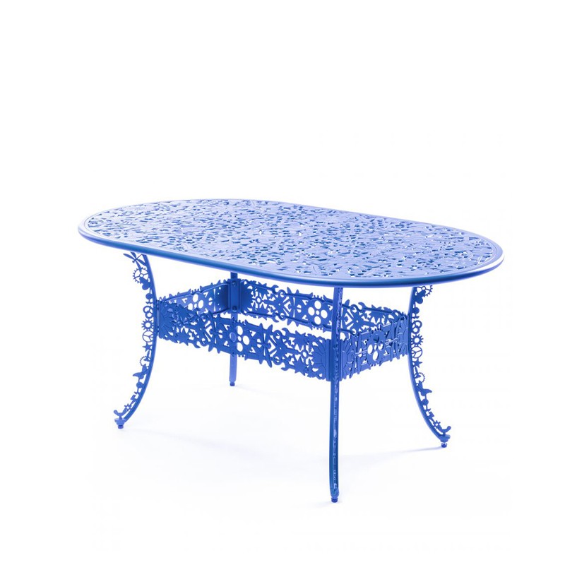 Seletti - Tavolo ovale di alluminio Industry Collection blu cielo