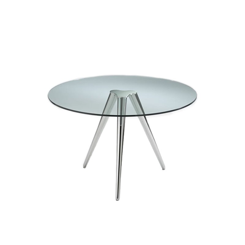 Tonelli - Unity table chrome legs extraclear glass Top d110