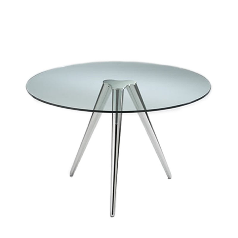 Tonelli - Unity table chrome legs extraclear glass Top d130