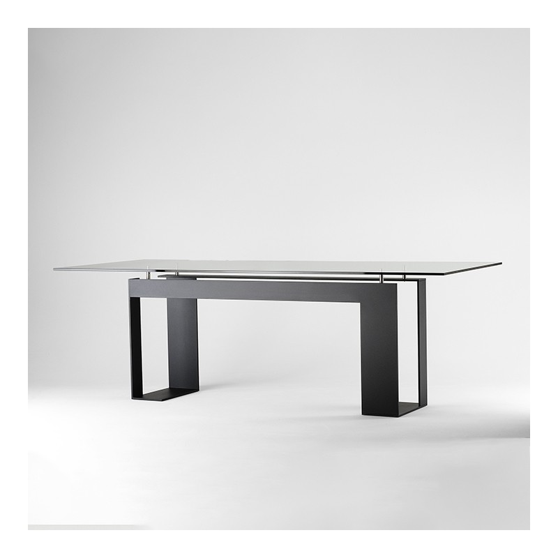 Tonelli - Miles table black laquered smoked glass 200x100