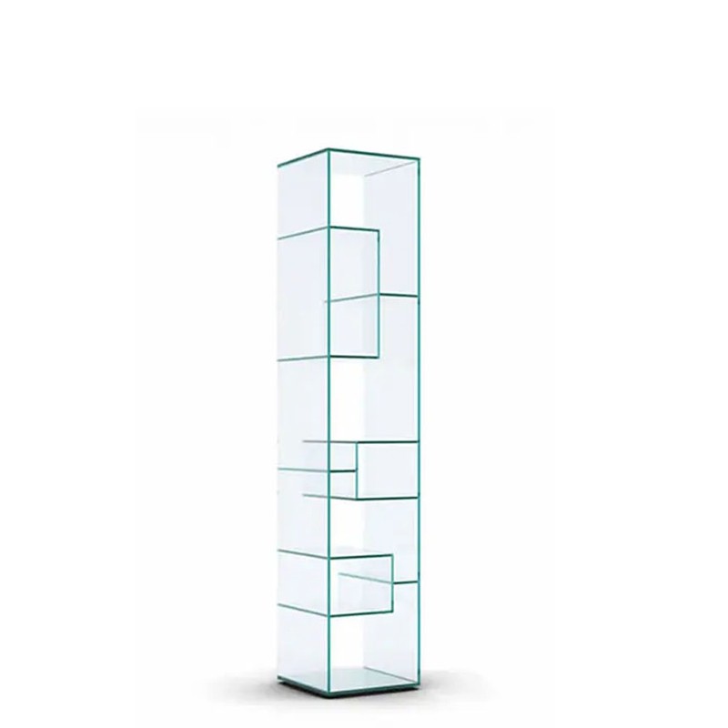 Tonelli - Liber B bookcase extra clear glass with drawer h200