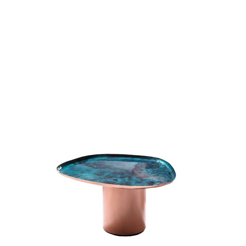 De Castelli – Drops 38 coffee table with copper base and DeNuance ocean top