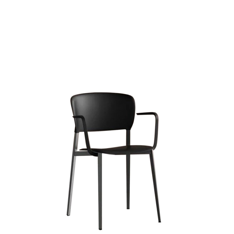 Desalto - Ply chair with armrests covered in leather