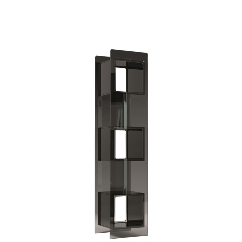 Fiam – Magique Totem Display cabinet in smoked grey glass structure and black glass container