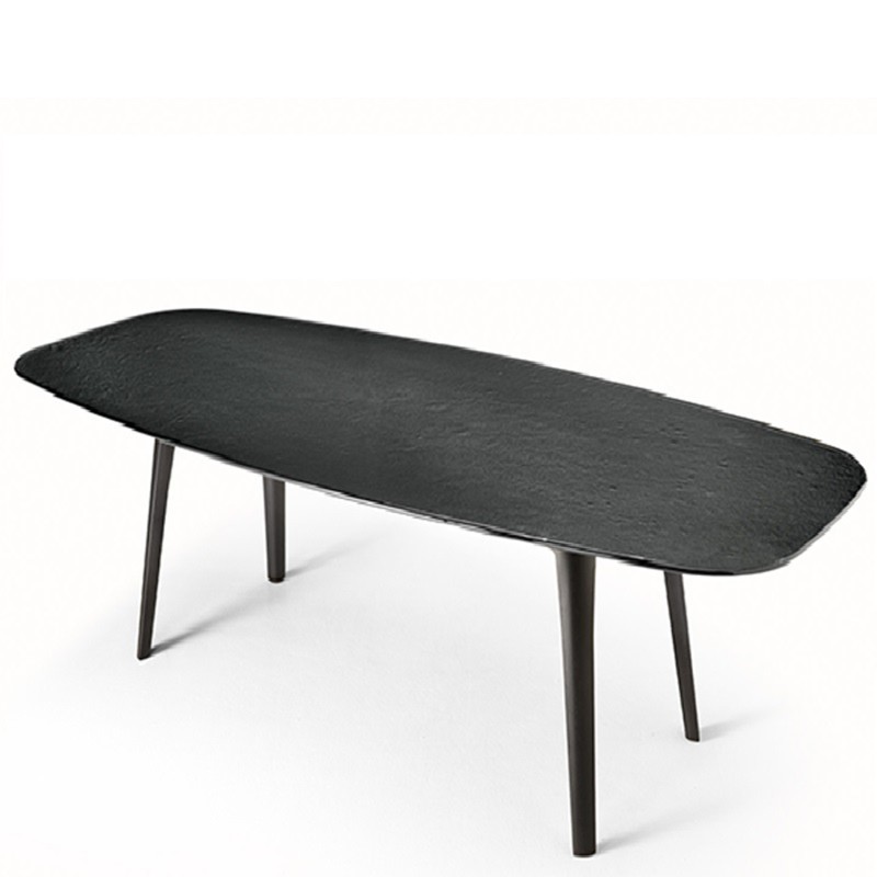 Fiam - Magma Table brilliant black finish glass top and heat-treated black base 260x110