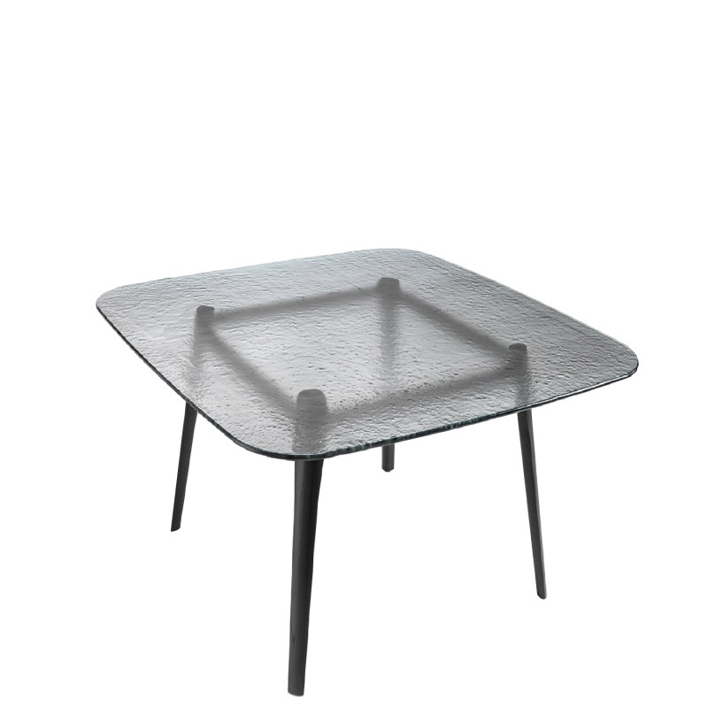 Fiam - Magma Table smoke grey glass top and heat-treated black base 140x140