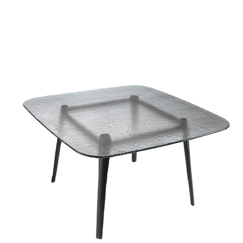 Fiam - Magma Table smoke grey glass top and heat-treated black base 160x160